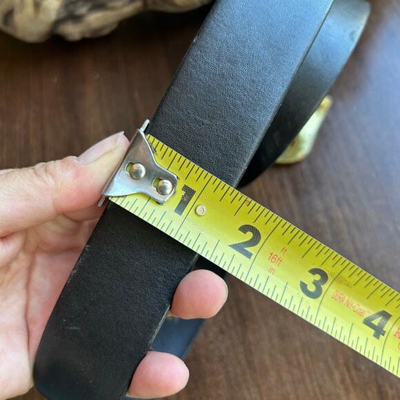 Cherokee genuine Italian leather belt size medium 34 Brass buckle black - Picture 10 of 12